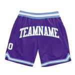 Authentic Throwback Basketball Shorts - Custom Purple White Light Blue Custom Purple White-Light Blue Authentic Throwback