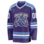 Purple White Light Blue Custom Hockey Jersey for Men and Women Custom Purple White-Light Blue Hockey Jersey - Image 2
