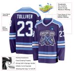 Purple White Light Blue Custom Hockey Jersey for Men and Women Custom Purple White-Light Blue Hockey Jersey - Image 3