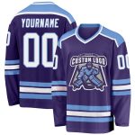 Purple White Light Blue Custom Hockey Jersey for Men and Women Custom Purple White-Light Blue Hockey Jersey