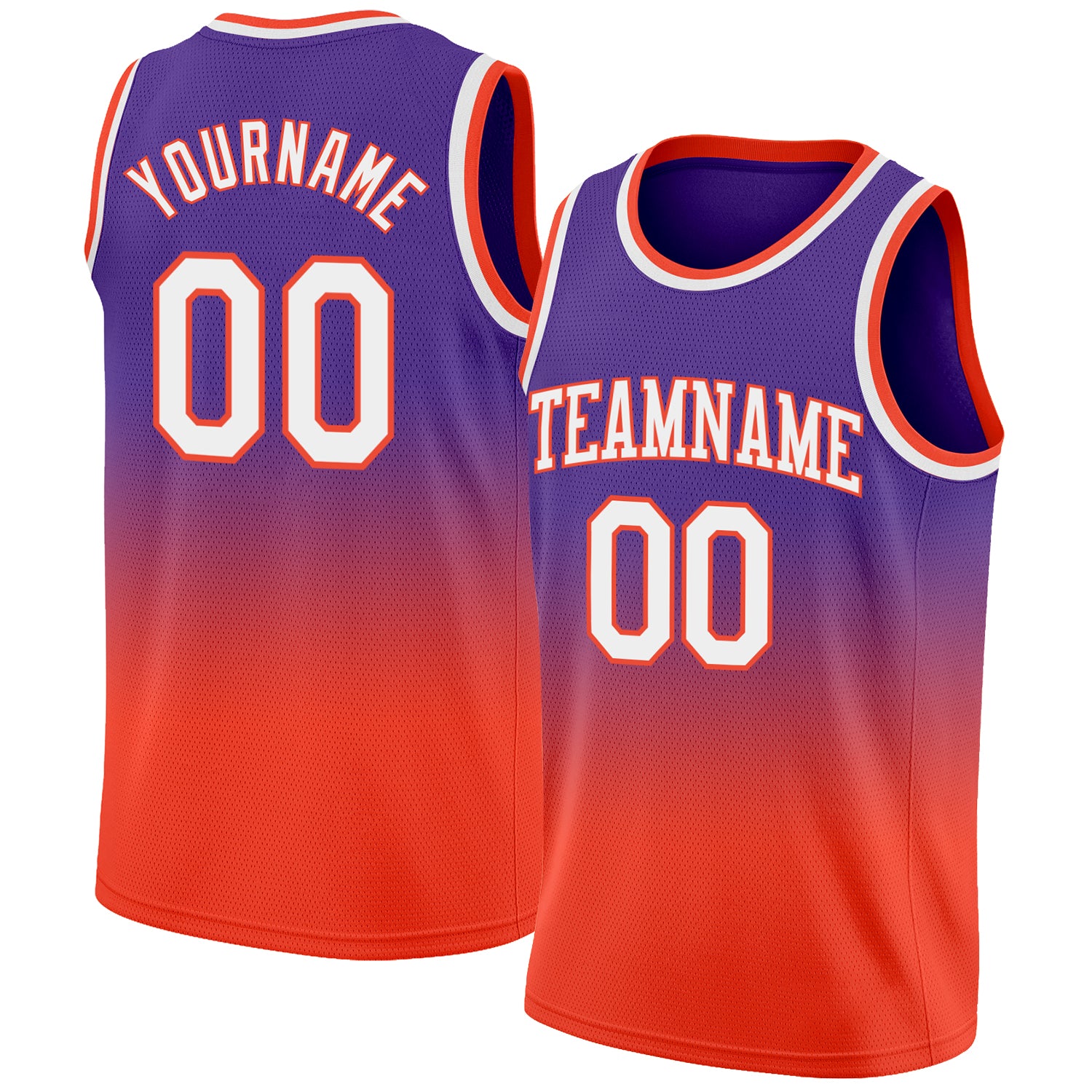 Custom Purple and Orange Fade Basketball Jersey - Authentic Fashion Design Custom Purple White-Orange Authentic Fade Fashion