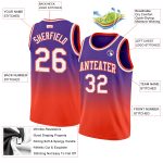 Custom Purple and Orange Fade Basketball Jersey - Authentic Fashion Design Custom Purple White-Orange Authentic Fade Fashion - Image 2