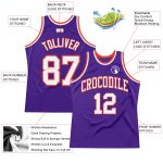 Custom Purple White Orange Throwback Basketball Jersey - Authentic Style Custom Purple White-Orange Authentic Throwback Basketball - Image 2