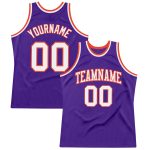 Custom Purple White Orange Throwback Basketball Jersey - Authentic Style Custom Purple White-Orange Authentic Throwback Basketball