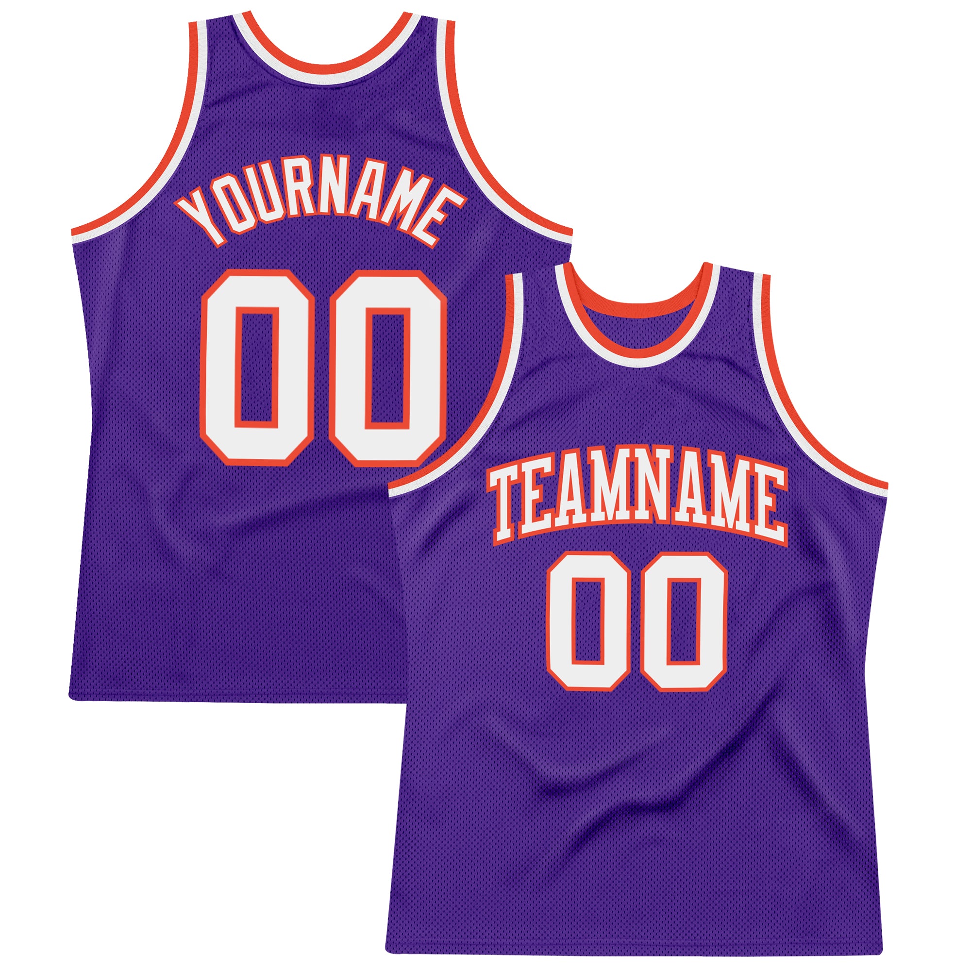 Custom Purple White-Orange Authentic Throwback Basketball Jersey Custom Purple White Orange Throwback Basketball Jersey - Authentic Style Custom Purple White-Orange Authentic Throwback Basketball - Image 1
