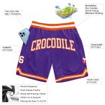 Custom Purple White Orange Basketball Shorts | Authentic Throwback Style Custom Purple White-Orange Authentic Throwback Basketball - Image 2