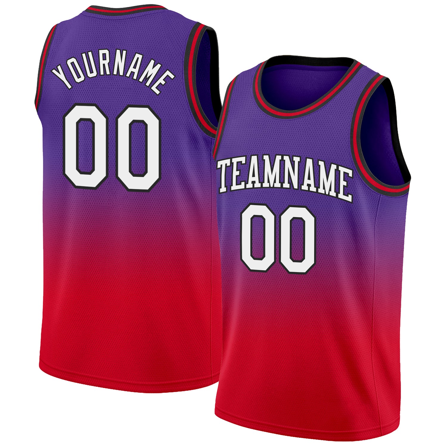 Custom Purple White-Red Fade Basketball Jersey - Authentic Fashion Design Custom Purple White-Red Authentic Fade Fashion