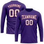 Custom Long Sleeve Performance T-Shirt in Purple, White, and Red for Men and Women Custom Purple White-Red Long Sleeve Performance - Image 2