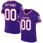 Custom Purple White Red Football Jersey - Authentic Throwback Mesh Style Custom Purple White-Red Mesh Authentic Throwback