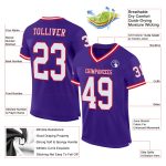 Custom Purple White Red Football Jersey - Authentic Throwback Mesh Style Custom Purple White-Red Mesh Authentic Throwback - Image 2