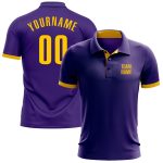 Custom Purple Yellow Performance Golf Polo Shirt for Men and Women - Comfortable Sportswear Custom Purple Yellow Performance