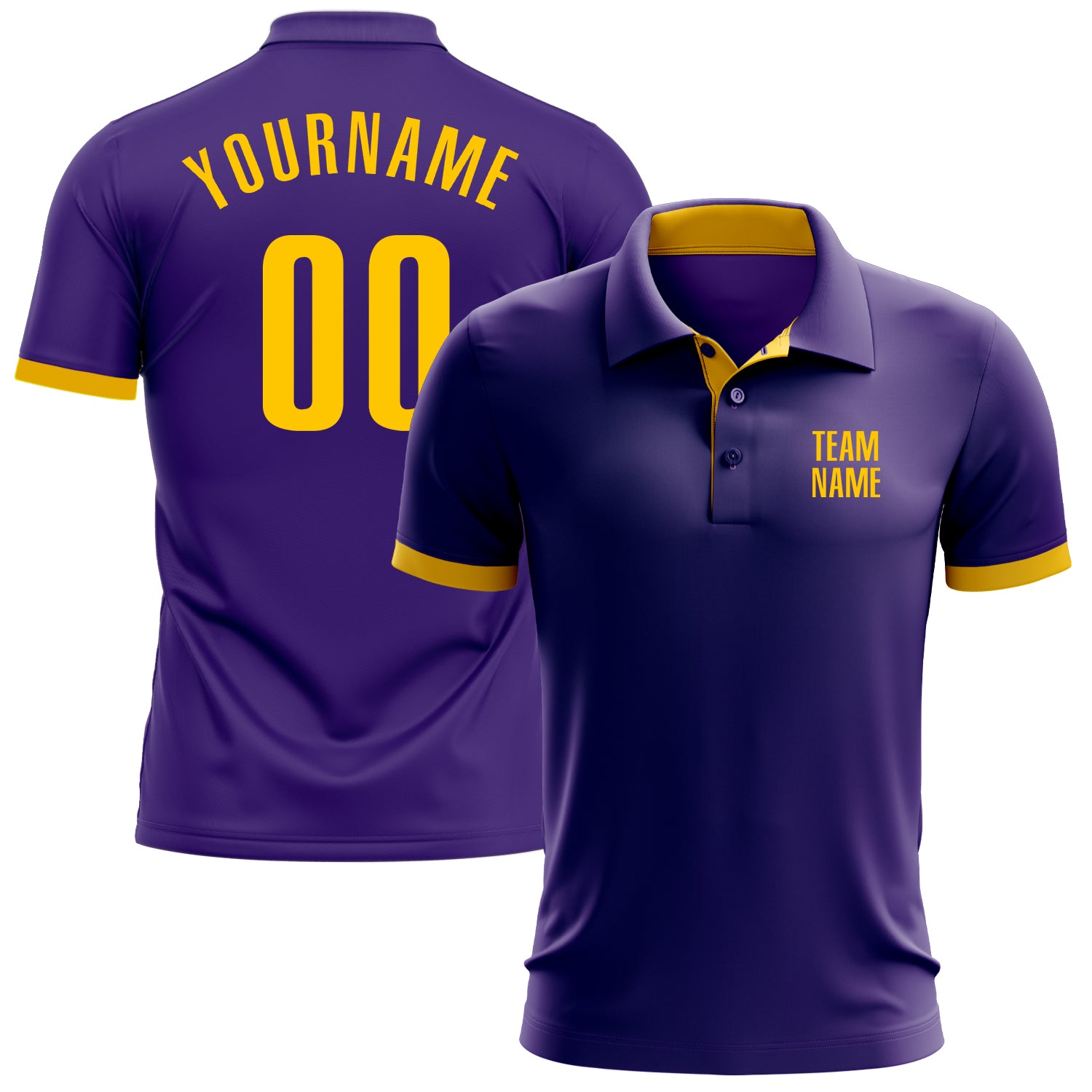 Custom Purple Yellow Performance Golf Polo Shirt for Men and Women - Comfortable Sportswear Custom Purple Yellow Performance