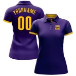 Custom Purple Yellow Performance Golf Polo Shirt for Men and Women - Comfortable Sportswear Custom Purple Yellow Performance - Image 2