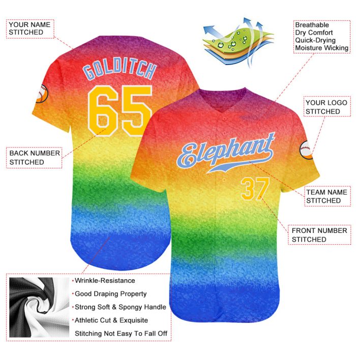 Pride Month Rainbow Jersey Love Is Love LGBT Baseball Jersey Authentic Style 7819 Custom Rainbow For Pride Month Love Is - Image 3