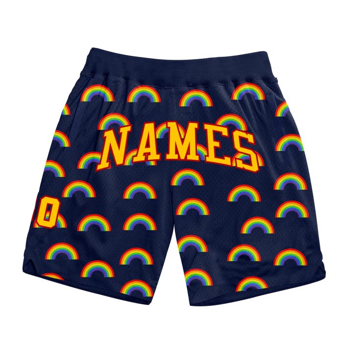 Pride Month Rainbow Love Is Love LGBT Basketball Shorts - Custom Authentic Sportswear Custom Rainbow For Pride Month Love - Image 1