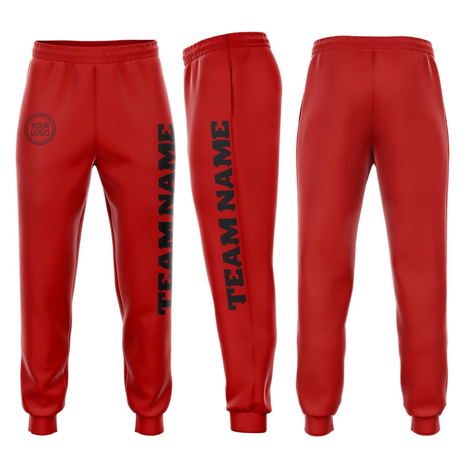 Custom Red Black Fleece Jogger Sweatpants Custom Red Black Fleece Joggers for Men and Women - Cozy Sweatpants Custom Red Black Fleece Jogger Sweatpants - Image 1