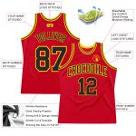 Custom Basketball Jersey - Authentic Red Black Gold Throwback Design Custom Red Black-Gold Authentic Throwback Basketball - Image 2
