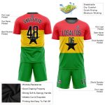 Ghanaian Flag Soccer Jersey Custom Design in Red Black Gold and Kelly Green Custom Red Black Gold-Kelly Green Sublimation - Image 3