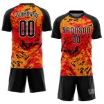 Custom Soccer Uniform Jersey - Red Black Gold Sublimation Design for Players Custom Red Black-Gold Sublimation Soccer Uniform - Image 2