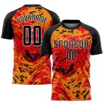 Custom Soccer Uniform Jersey - Red Black Gold Sublimation Design for Players Custom Red Black-Gold Sublimation Soccer Uniform