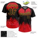 Custom Red Black Gold Softball Jersey Unisex Two-Button Design - Perfect for Teams and Players Custom Red Black-Gold Two-Button - Image 3