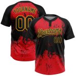 Custom Red Black Gold Softball Jersey Unisex Two-Button Design - Perfect for Teams and Players Custom Red Black-Gold Two-Button