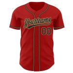 Custom Baseball Jersey Red Black Gold - Authentic Style 3162 Custom Red Black-Old Gold Authentic Baseball Jersey Style 3162 - Image 2