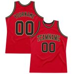 Custom Red Black Gold Basketball Jersey - Authentic Throwback Design Custom Red Black-Old Gold Authentic Throwback Basketball