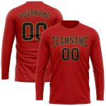 Custom Performance T-Shirt for Men in Red, Black & Old Gold - Long Sleeve Custom Red Black-Old Gold Long Sleeve Performance - Image 2