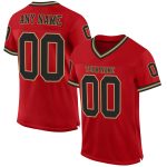 Custom Red Black Gold Mesh Football Jersey - Authentic Throwback Style Custom Red Black-Old Gold Mesh Authentic Throwback