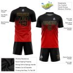 Custom Sublimation Soccer Jersey Red Black Old Gold Uniform for Teams Custom Red Black-Old Gold Sublimation Soccer Uniform - Image 3