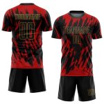 Custom Red Black Gold Sublimation Soccer Jersey for Men and Women - Style 5476 Custom Red Black-Old Gold Sublimation Soccer - Image 2