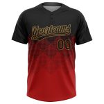Custom Unisex Softball Jersey Red Black Old Gold Two-Button Athletic Wear Custom Red Black-Old Gold Two-Button Unisex Softball - Image 2