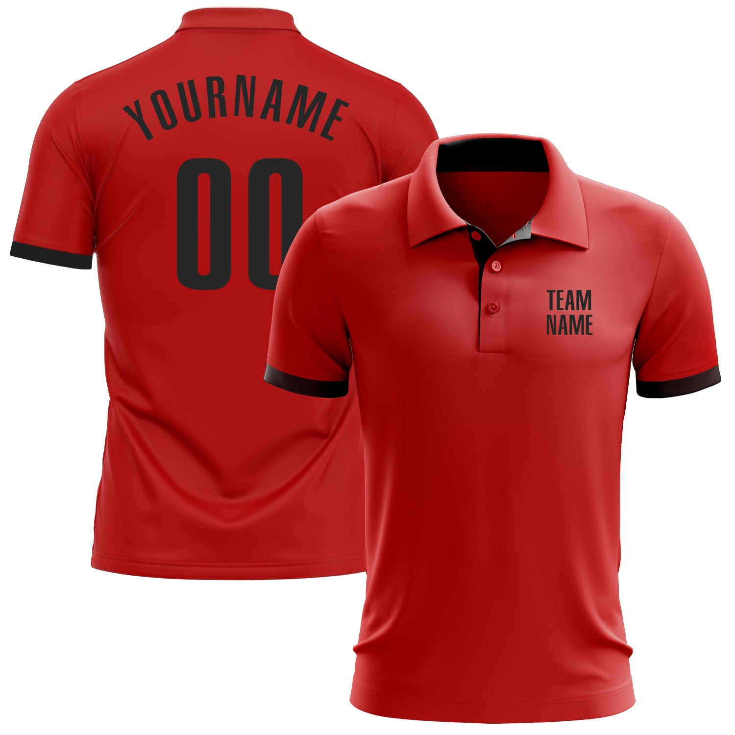 Custom Performance Golf Polo Shirt in Red and Black for Men Custom Red Black Performance Golf Polo Shirt