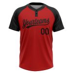 Custom Red Black Unisex Softball Jersey - Stylish Two-Button Design for Comfort and Performance Custom Red Black Two-Button - Image 2