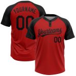 Custom Red Black Unisex Softball Jersey - Stylish Two-Button Design for Comfort and Performance Custom Red Black Two-Button