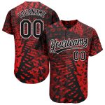 Custom 3D Pattern Baseball Jersey - Authentic Red Black and White Design Custom Red Black-White 3D Pattern Design Authentic