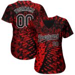 Custom 3D Pattern Baseball Jersey - Authentic Red Black and White Design Custom Red Black-White 3D Pattern Design Authentic - Image 2