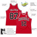 Custom Authentic Throwback Basketball Jersey Red Black White Design Custom Red Black-White Authentic Throwback Basketball - Image 2