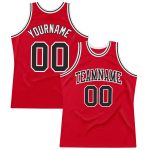Custom Authentic Throwback Basketball Jersey Red Black White Design Custom Red Black-White Authentic Throwback Basketball