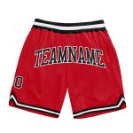 Red Black White Custom Authentic Basketball Shorts - Throwback Style Custom Red Black-White Authentic Throwback Basketball