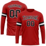 Custom Performance T-Shirt in Red Black and White - Long Sleeve Activewear Top Custom Red Black-White Long Sleeve Performance