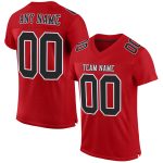 Custom Red Black White Football Jersey - Authentic Mesh Sports Apparel Custom Red Black-White Mesh Authentic Football Jersey
