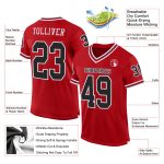 Custom Red Black White Mesh Throwback Football Jersey Authentic Custom Red Black-White Mesh Authentic Throwback Football - Image 2
