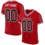 Custom Red Black White Mesh Throwback Football Jersey Authentic Custom Red Black-White Mesh Authentic Throwback Football
