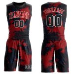 Sublimation Basketball Jersey Custom Red Black White Round Neck Style 4774 Custom Red Black-White Round Neck Sublimation