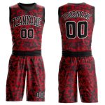 Custom Sublimation Basketball Jersey Red Black White Round Neck Style 5843 Custom Red Black-White Round Neck Sublimation