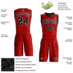 Custom Basketball Jersey Sublimation Red Black White Round Neck Style 7474 Custom Red Black-White Round Neck Sublimation - Image 2
