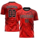 Custom Soccer Uniform Jersey Red Black White Sublimation Style 3498 Custom Red Black-White Sublimation Soccer Uniform Jersey