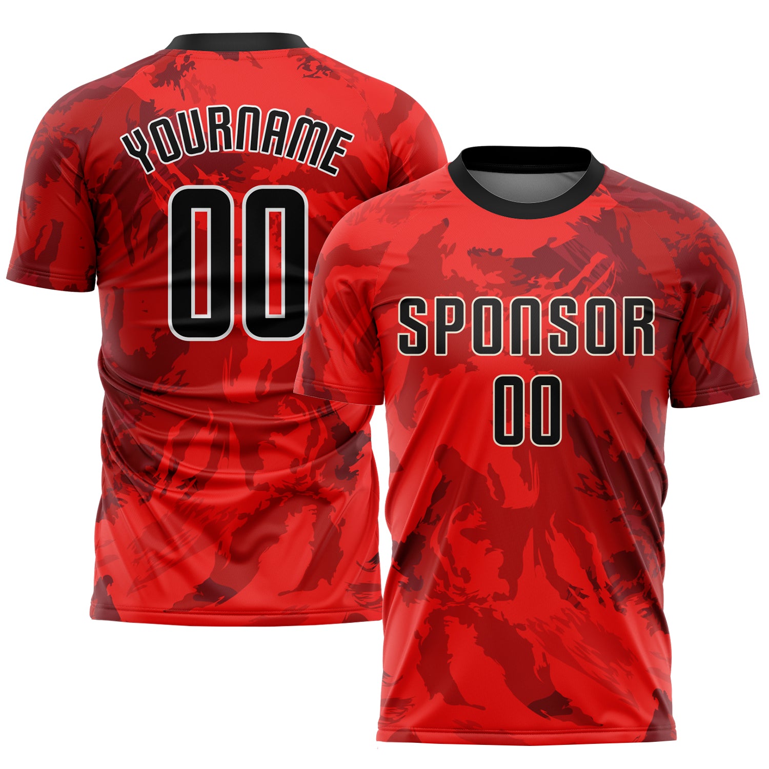 Custom Soccer Uniform Jersey Red Black White Sublimation Style 3498 Custom Red Black-White Sublimation Soccer Uniform Jersey